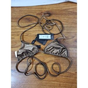 NWT Boux Avenue Uk Size 8  Hvar Bronze Ruched Triangle Bikini Top
